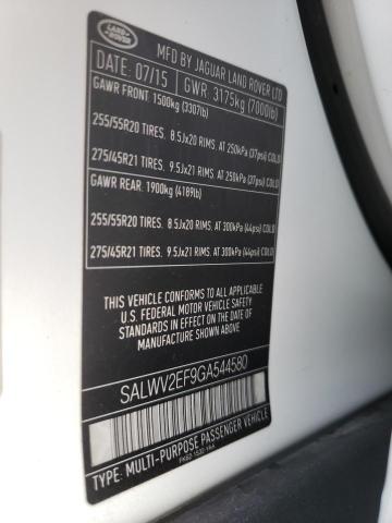 SALWV2EF9GA544580 - 2016 LAND ROVER RANGE ROVE AUTOBIOGRAPHY WHITE photo 13