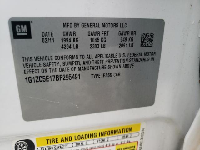 1G1ZC5E17BF295491 - 2011 CHEVROLET MALIBU 1LT 白色 照片 13