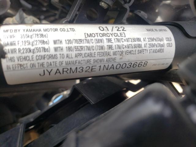 JYARM32E1NA003668 - 2022 YAMAHA MT07 BLACK photo 10