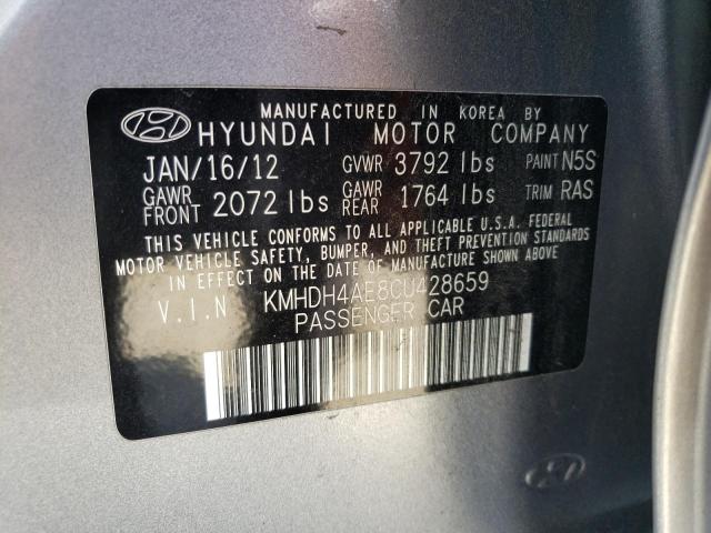 KMHDH4AE8CU428659 - 2012 HYUNDAI ELANTRA GLS GRAY photo 13