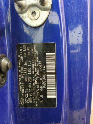 KMHTC6AE1DU120157 - 2013 HYUNDAI VELOSTER TURBO BLUE photo 12