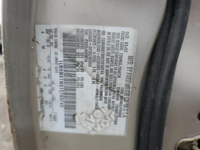 1LNHM81WX1Y703743 - 2001 LINCOLN TOWN CAR EXECUTIVE Brun photo 12