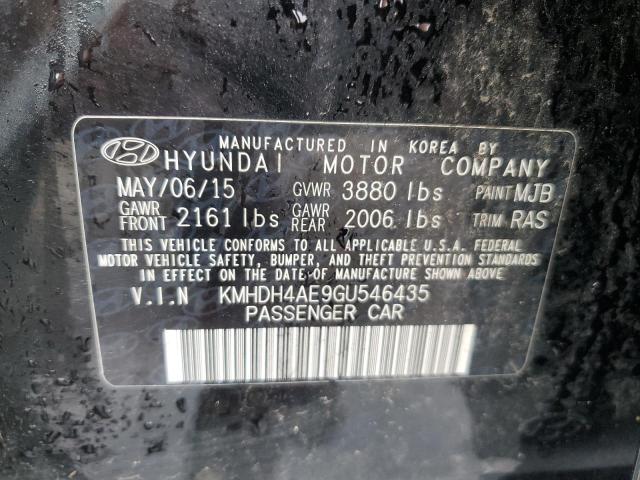 KMHDH4AE9GU546435 - 2016 HYUNDAI ELANTRA SE BLACK photo 12