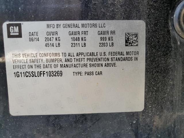 1G11C5SL0FF103269 - 2015 CHEVROLET MALIBU 1LT BLACK photo 12