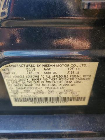 1N4BA41E28C831572 - 2008 NISSAN MAXIMA SE BLUE photo 12