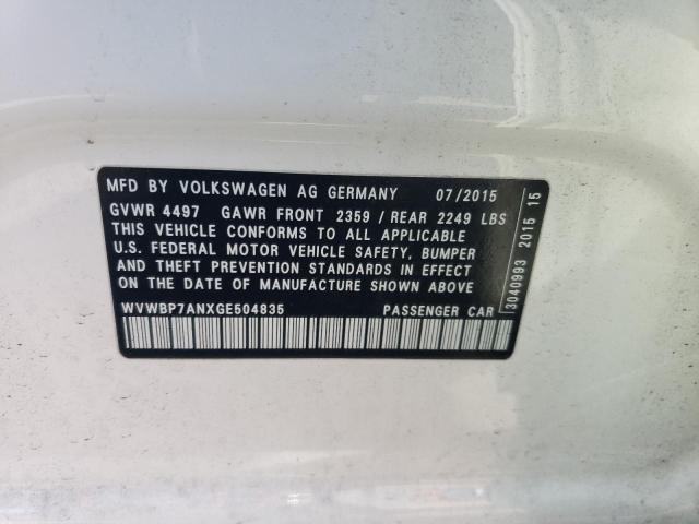 WVWBP7ANXGE504835 - 2016 VOLKSWAGEN CC BASE WHITE photo 13