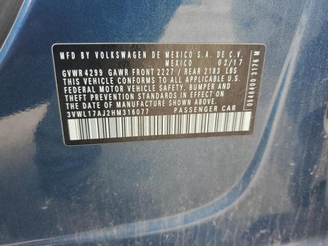 3VWL17AJ2HM316077 - 2017 VOLKSWAGEN JETTA SEL BLUE photo 12