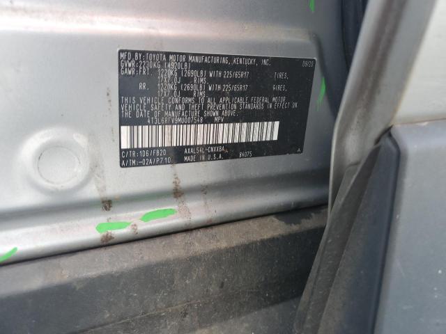 4T3L6RFV9MU007548 - 2021 TOYOTA RAV4 LE SILVER photo 13