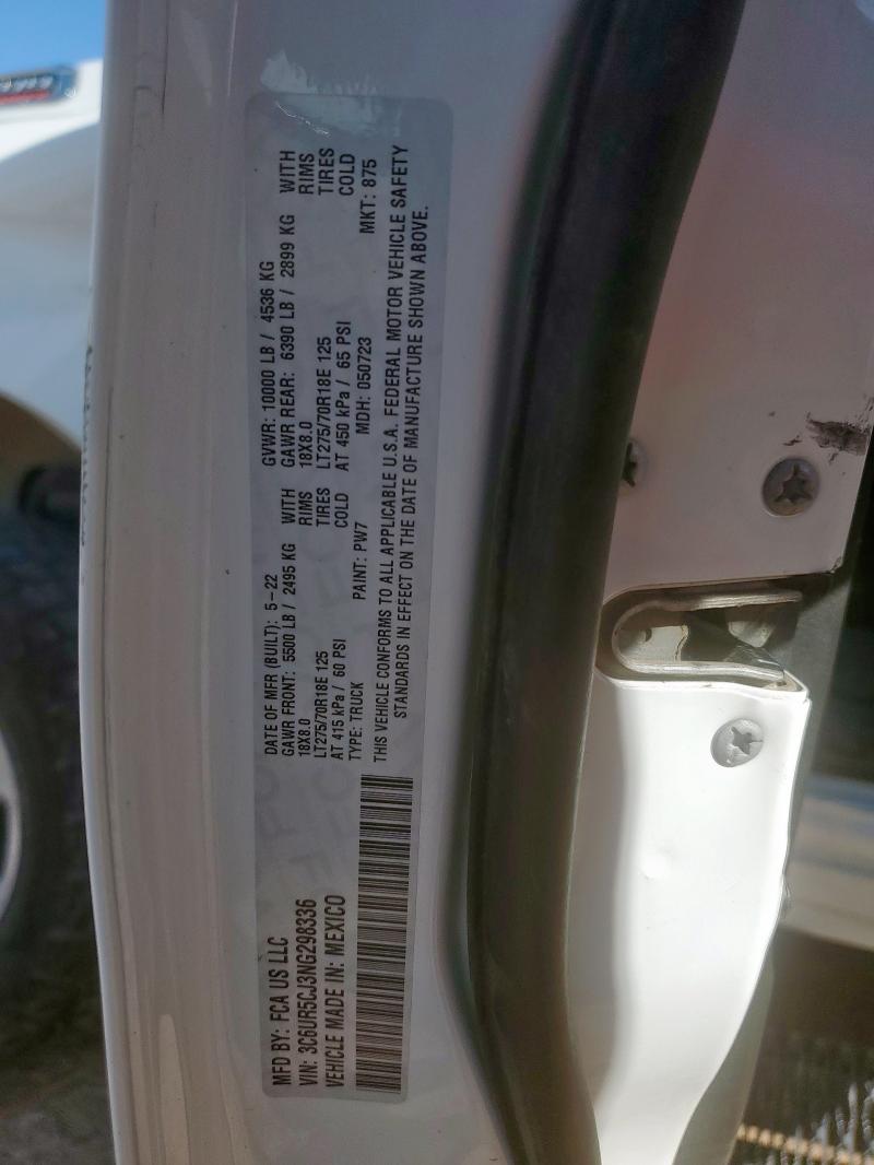 3C6UR5CJ3NG298336 - 2022 RAM 2500 TRADESMAN Ağ foto 12