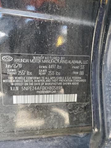 5NPE24AF0KH805898 - 2019 HYUNDAI SONATA SE BLACK photo 12