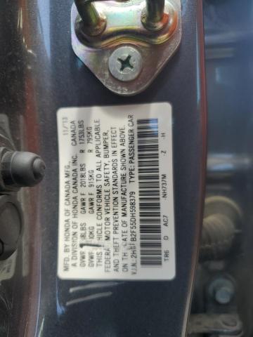 2HGFB2F55DH598379 - 2013 HONDA CIVIC LX GRAY photo 12