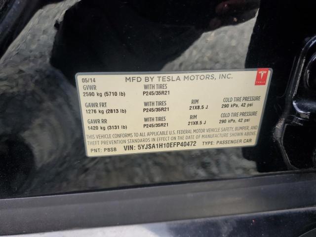 5YJSA1H10EFP40472 - 2014 TESLA MODEL S BLACK photo 12