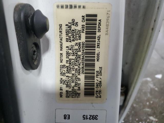 1NXBU4EE8AZ240590 - 2010 TOYOTA COROLLA BASE WHITE photo 10