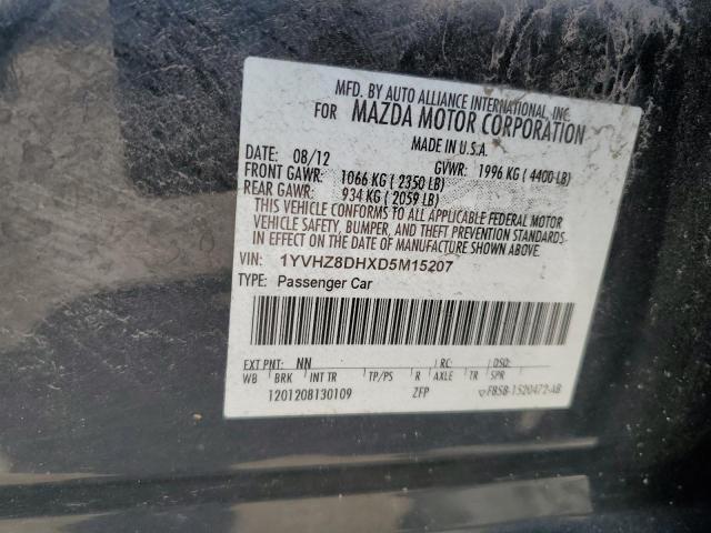 1YVHZ8DHXD5M15207 - 2013 MAZDA 6 TOURING BLACK photo 12