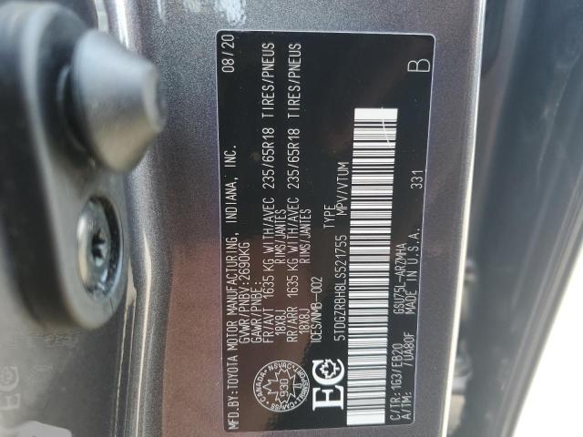 5TDGZRBH8LS521755 - 2020 TOYOTA HIGHLANDER XLE GRAY photo 13