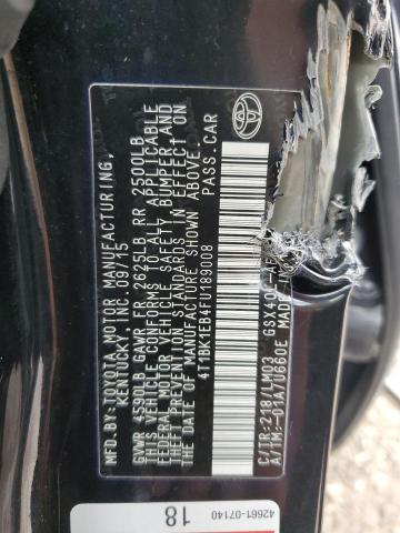 4T1BK1EB4FU189008 - 2015 TOYOTA AVALON XLE BLACK photo 12