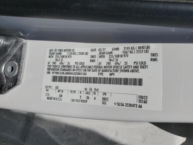 1FMCU9J90HUD56130 - 2017 FORD ESCAPE TITANIUM WHITE photo 13