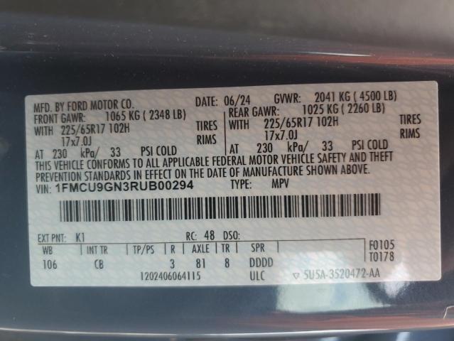 1FMCU9GN3RUB00294 - 2024 FORD ESCAPE ACTIVE BLUE photo 13