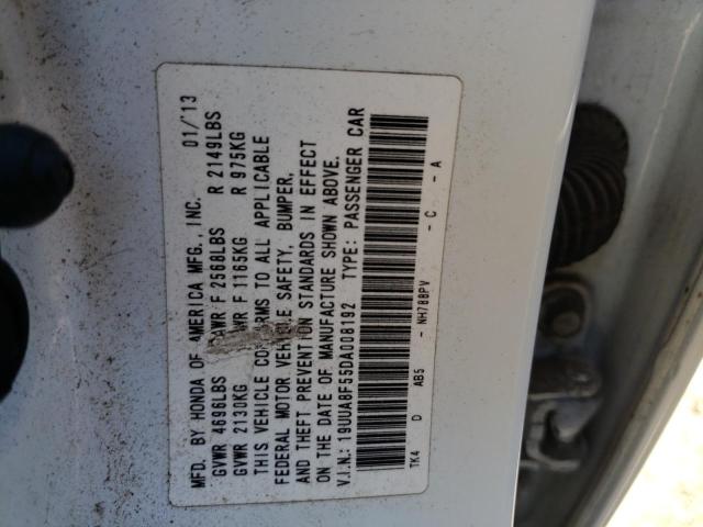19UUA8F55DA008192 - 2013 ACURA TL TECH WHITE photo 12