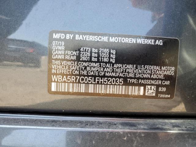 WBA5R7C05LFH52035 - 2020 BMW 330XI GRAY photo 13