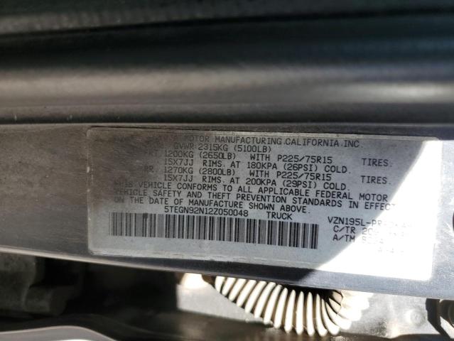 5TEGN92N12Z050048 - 2002 TOYOTA TACOMA DOUBLE CAB PRERUNNER BLACK photo 12