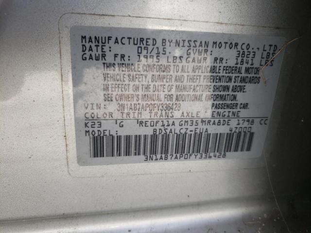 3N1AB7AP0FY336428 - 2015 NISSAN SENTRA S GRAY photo 12