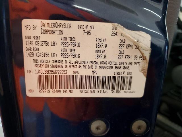 1J4GL38K95W722353 - 2005 JEEP LIBERTY RENEGADE 蓝色 照片 13