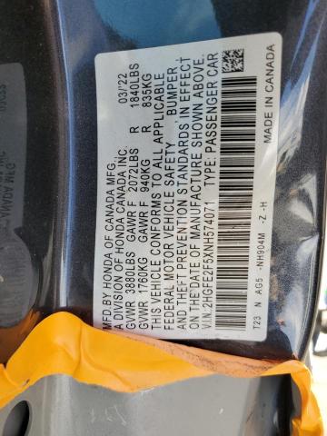 2HGFE2F5XNH574071 - 2022 HONDA CIVIC SPORT 石墨色 照片 13