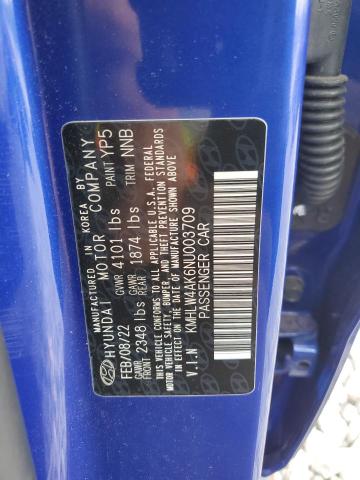 KMHLW4AK6NU003709 - 2022 HYUNDAI ELANTRA N BLUE photo 13