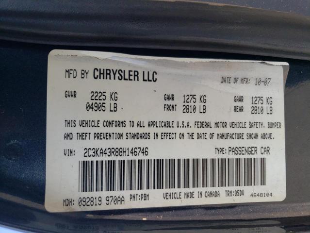 2C3KA43R88H146746 - 2008 CHRYSLER 300 LX GRAY photo 12