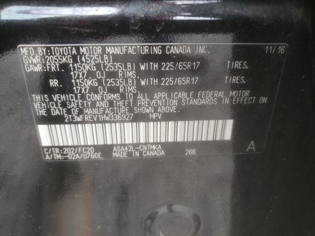 2T3WFREV1HW336927 - 2017 TOYOTA RAV4 XLE BLACK photo 13