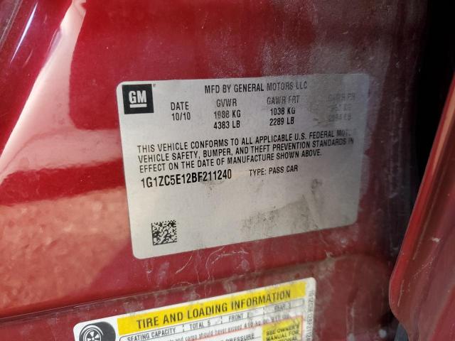 1G1ZC5E12BF211240 - 2011 CHEVROLET MALIBU 1LT BURGUNDY photo 10