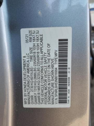 5FNRL6H53NB016994 - 2022 HONDA ODYSSEY EX Plata foto 14