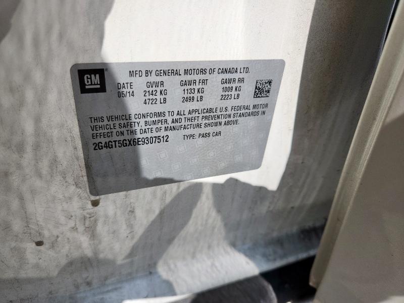 2G4GT5GX6E9307512 - 2014 BUICK REGAL GS WHITE photo 12