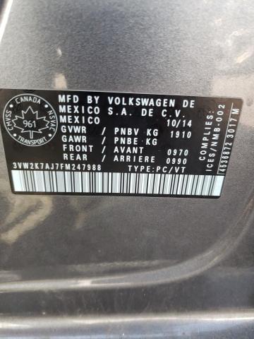 3VW2K7AJ7FM247988 - 2015 VOLKSWAGEN JETTA BASE 石墨色 照片 12