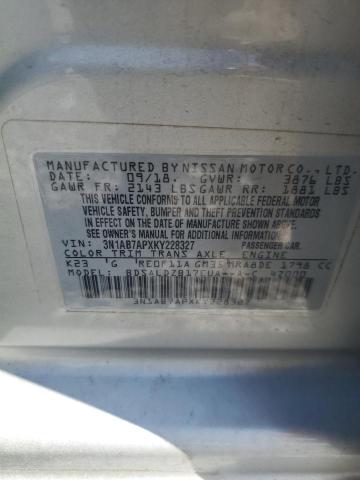 3N1AB7APXKY228327 - 2019 NISSAN SENTRA S SILVER photo 12