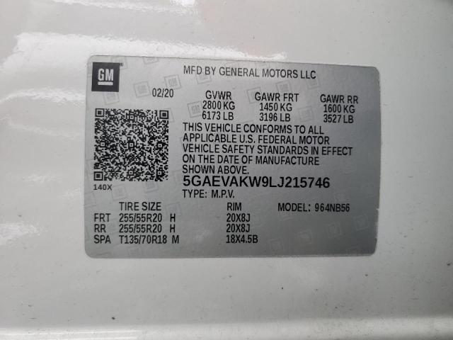 5GAEVAKW9LJ215746 - 2020 BUICK ENCLAVE ESSENCE Ağ foto 13