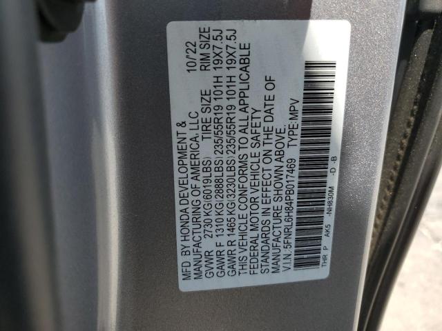 5FNRL6H84PB017469 - 2023 HONDA ODYSSEY TOURING SILVER photo 14