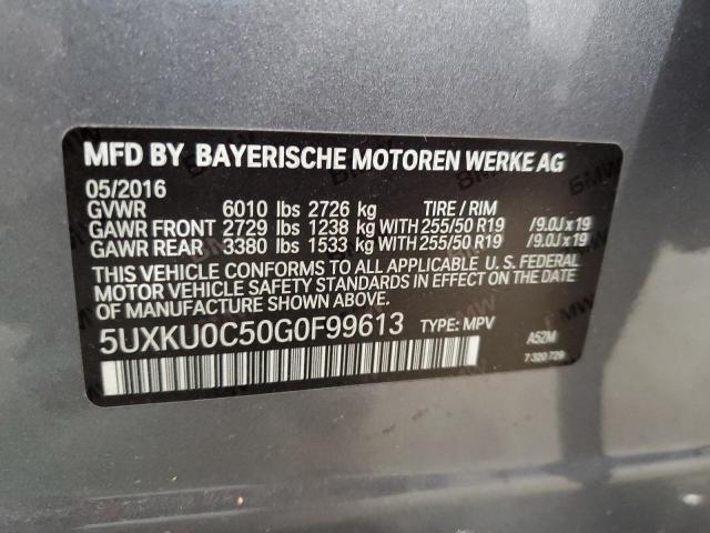 5UXKU0C50G0F99613 - 2016 BMW X6 SDRIVE35I GRAY photo 13