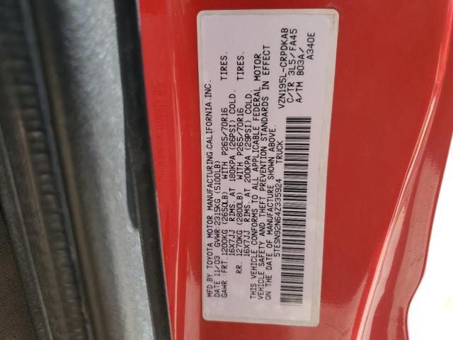 5TESN92N64Z335924 - 2004 TOYOTA TACOMA XTRACAB PRERUNNER RED photo 12