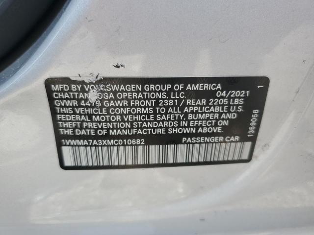 1VWMA7A3XMC010682 - 2021 VOLKSWAGEN PASSAT R-LINE Gümüş foto 12