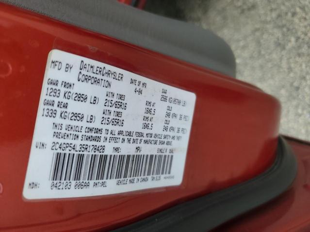 2C4GP54L35R178428 - 2005 CHRYSLER TOWN & COU TOURING Qırmızı foto 12