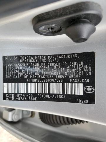 4T1BK3DB9BU387526 - 2011 TOYOTA AVALON BASE Gümüş foto 12