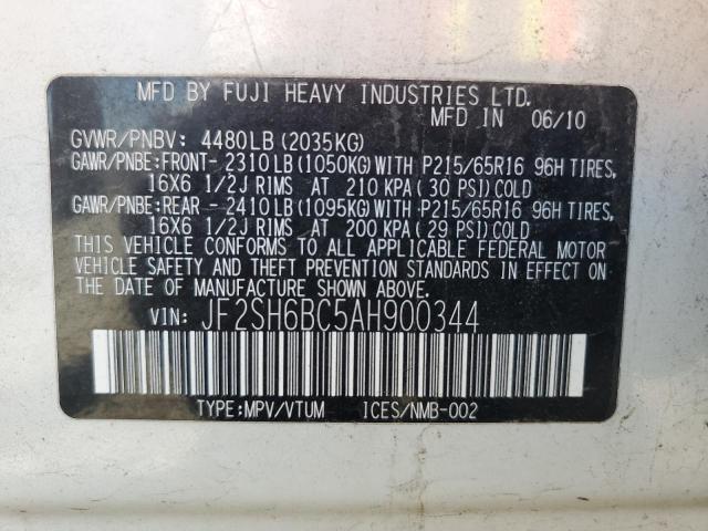 JF2SH6BC5AH900344 - 2010 SUBARU FORESTER XS Blanc photo 12