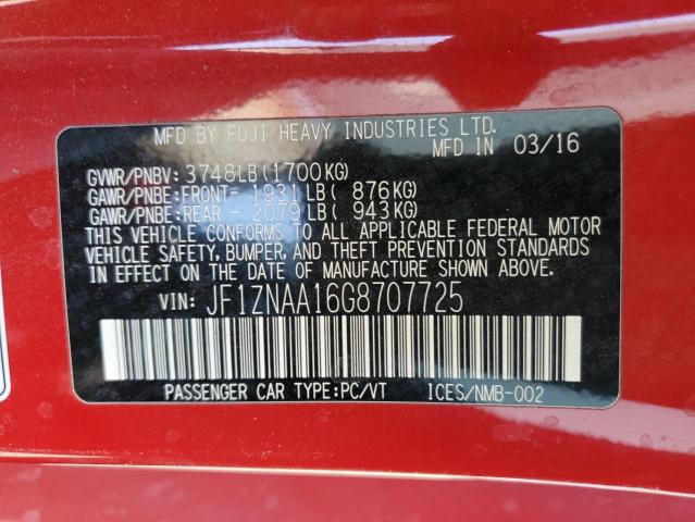 JF1ZNAA16G8707725 - 2016 TOYOTA SCION FR-S 红色 照片 12