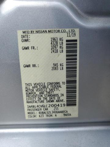 1N4BL4CV6LC200419 - 2020 NISSAN ALTIMA SR SILVER photo 12