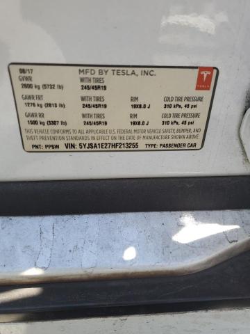 5YJSA1E27HF213255 - 2017 TESLA MODEL S Weiß Foto 13