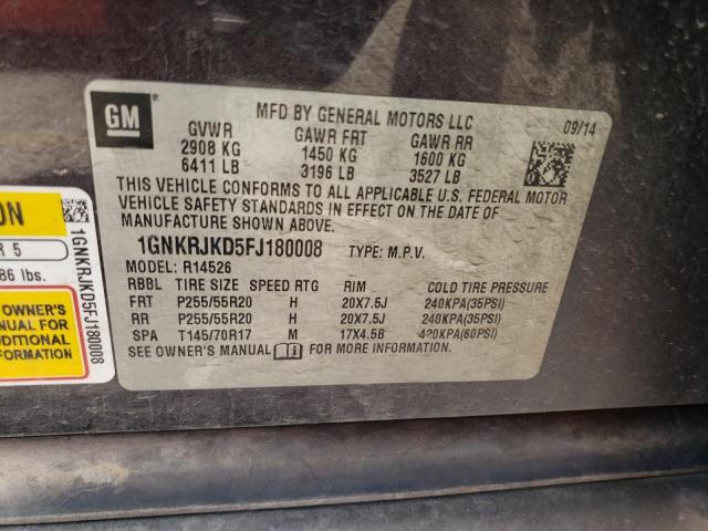 1GNKRJKD5FJ180008 - 2015 CHEVROLET TRAVERSE LTZ GRAY photo 13