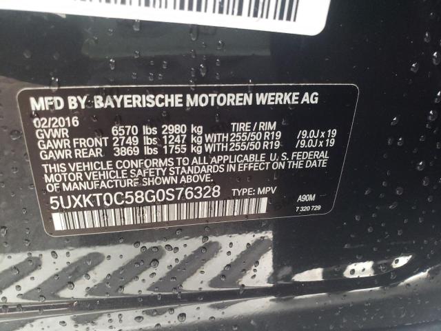 5UXKT0C58G0S76328 - 2016 BMW X5 XDR40E BLACK photo 12