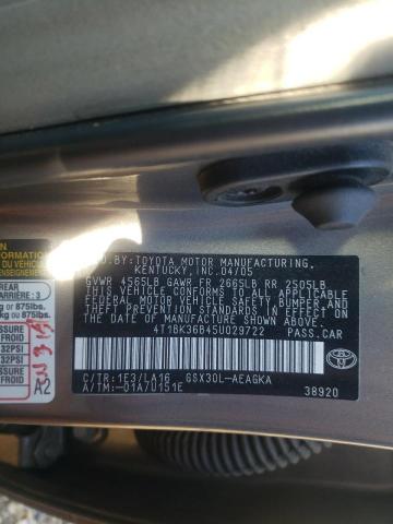 4T1BK36B45U029722 - 2005 TOYOTA AVALON XL GRAY photo 13